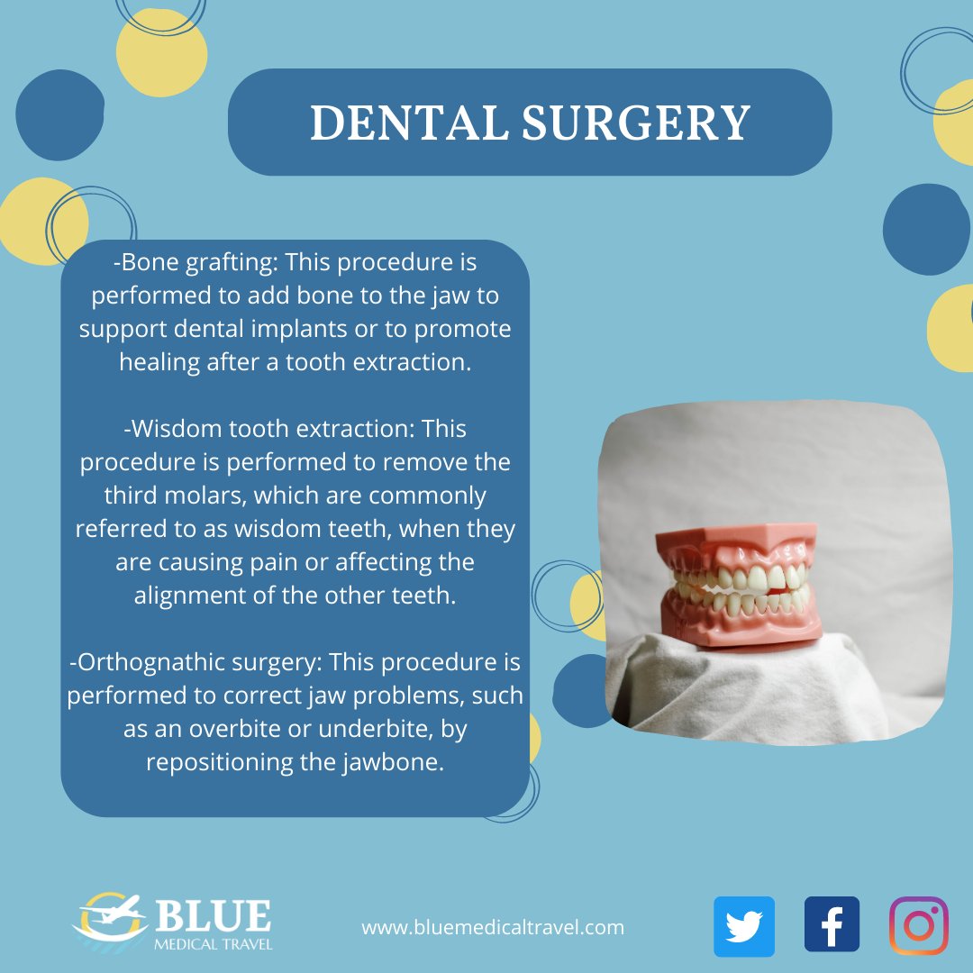 BlueMedicalTra1's tweet photo. Is there a specific type of #dental #surgery you would like to know more about? let us know if you have any questions.
#Bluemedicaltravel #travelagency https://t.co/ZLvvaioYOJ