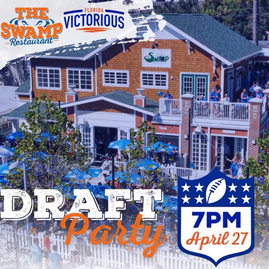 Fl_Victorious's tweet photo. The NFL Draft 🏈 is life changing for so many college football players. 

Come celebrate with us as we kick off the NFL Draft at #TheSwampRestaurant, including a meet &amp; greet with Florida Victorious football players! 

🔶 April 27
🔷 7 pm 

#NFLDraft2023 #FLVictorious https://t.co/kEmR5d6ehT