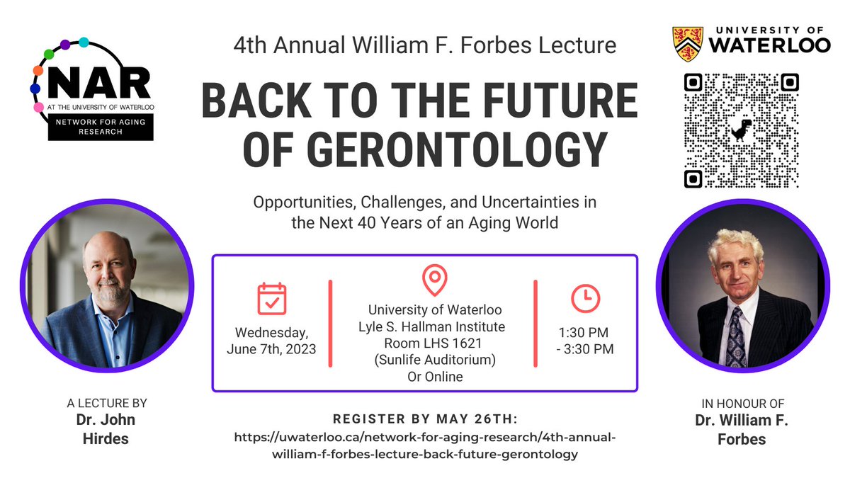 UWaterloo NAR (@nar_uw) on Twitter photo 📢📢On Wednesday, June 7th, 2023, join us in-person or online for NAR's 4th annual William F. Forbes Lecture to learn about the history of Gerontology at <a href="/UWaterloo/">University of Waterloo</a>! Register here: tinyurl.com/3wrm8am7. We hope to see you there!
<a href="/uwaterloohealth/">UWaterloo Health</a> <a href="/soar_uw/">Symposium on Aging Research (SoAR)</a> <a href="/uwcag/">UW CAG</a> 📢📢On Wednesday, June 7th, 2023, join us in-person or online for NAR's 4th annual William F. Forbes Lecture to learn about the history of Gerontology at <a href="/UWaterloo/">University of Waterloo</a>! Register here: tinyurl.com/3wrm8am7. We hope to see you there!
<a href="/uwaterloohealth/">UWaterloo Health</a> <a href="/soar_uw/">Symposium on Aging Research (SoAR)</a> <a href="/uwcag/">UW CAG</a>