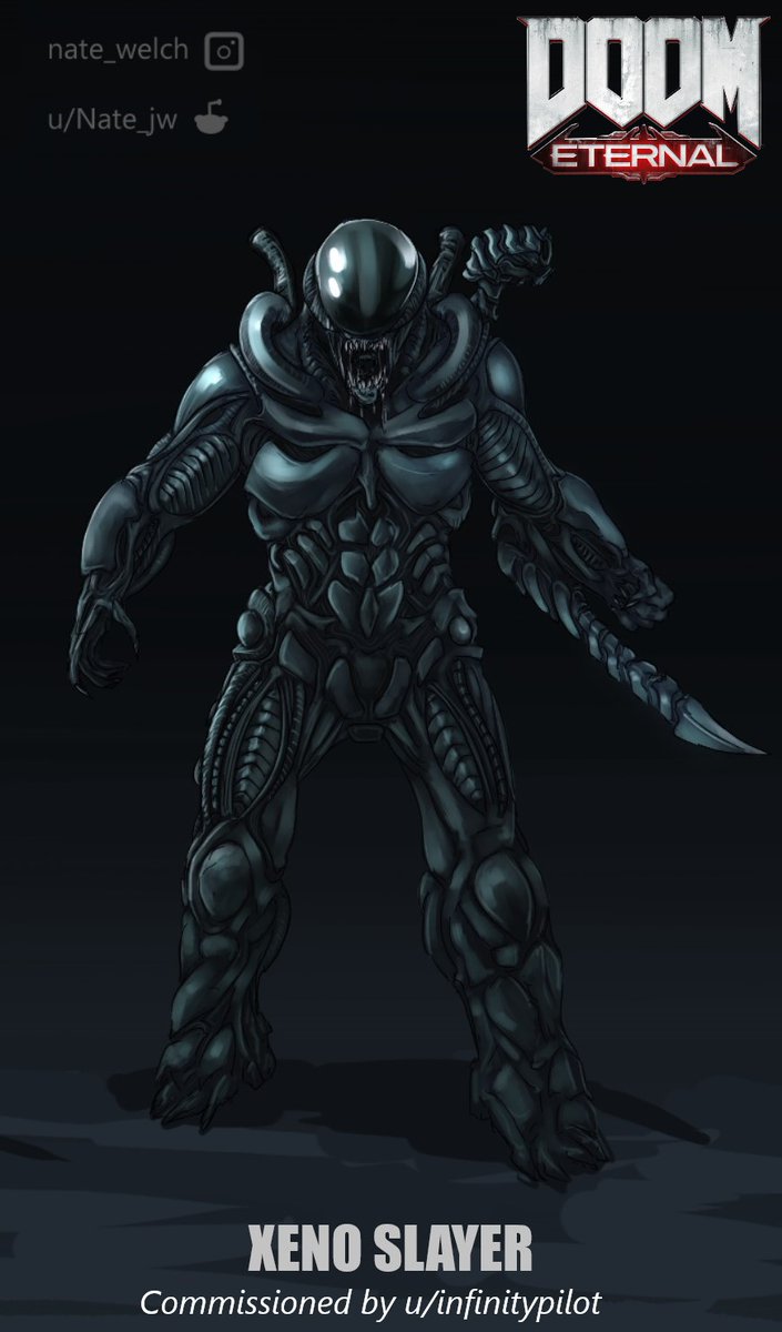 boomshootart's tweet photo. Oh it's #AlienDay
Whatever, have a #xenomorph #Doomguy from @artofNate_jw or something, idc
#doomslayer #doom #doom2016 #doometernal #xeno #AlienDay2023 #AlienDay426 #alien #aliens #crossover #biomech #bioarmor #biomechanical #alienvendetta #giger #hrgiger https://t.co/K44uXybxS4