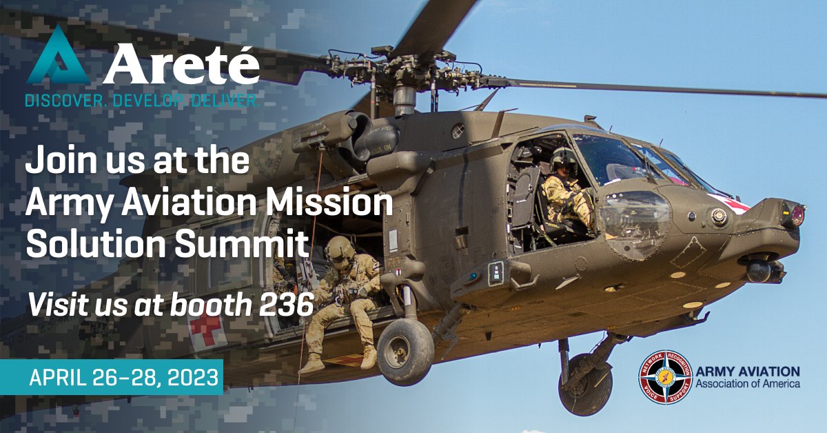 AreteConnects's tweet photo. Areté is excited to showcase our advanced LIDAR for Situational Awareness &amp; Degraded Visual Environments at the 2023 Army Aviation Mission Solution Summit in Nashville, TN. Visit us at booth #236! https://t.co/bq65YNI3rY