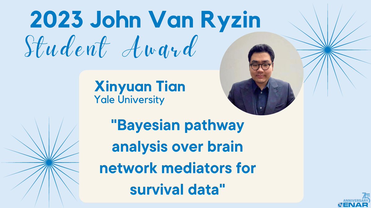 ENAR_ibs's tweet photo. Congrats to our #ENAR2023 John van Ryzin award winner, Xinyuan Tian! #enar75 https://t.co/uFCuQAw4jO