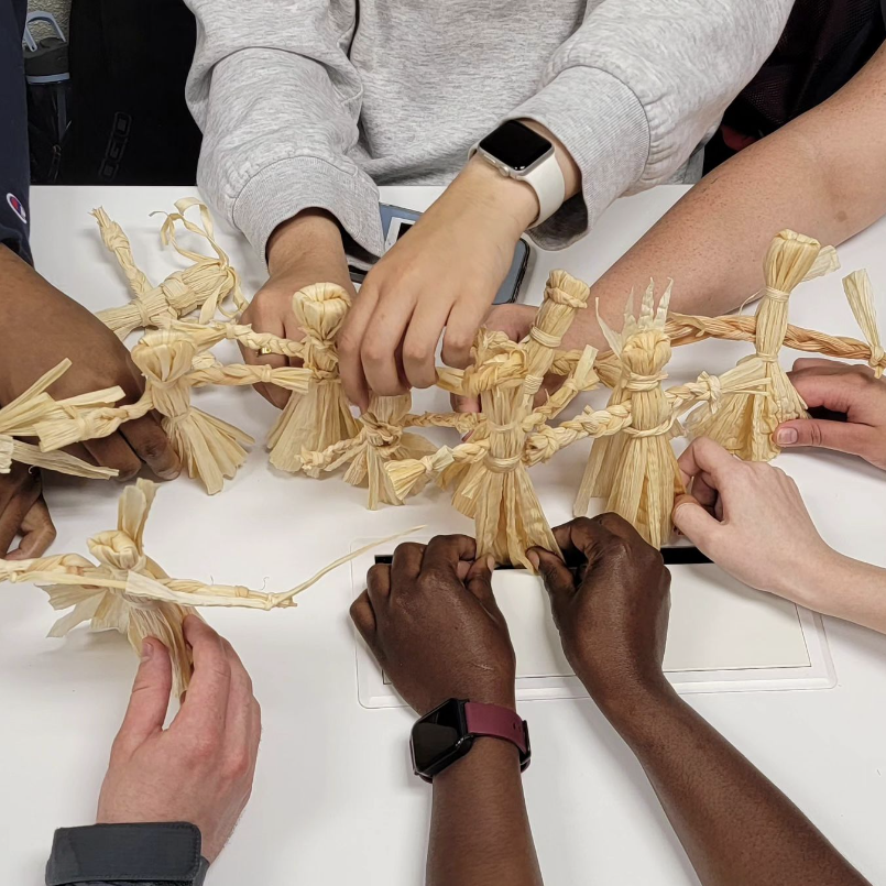 We made cornhusk dolls in ENGL 4980. When asked about their takeaways from the workshop, future Writing Fellows mentioned that they learned about process, clarity, and how everyone has different ways of creating. Each cornhusk doll is different, just like writers and writing.