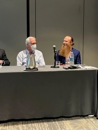 TransportLngCtr's tweet photo. ITLC Program Manager for Technical Training James Hall, and ATU Safety Specialist Brian Sherlock, giving a presentation on bus operator safety, Bus of the Future, and the work we've been doing on bus redesign during the #APTAMobility23 conference earlier this week. https://t.co/QzcApdfrQx