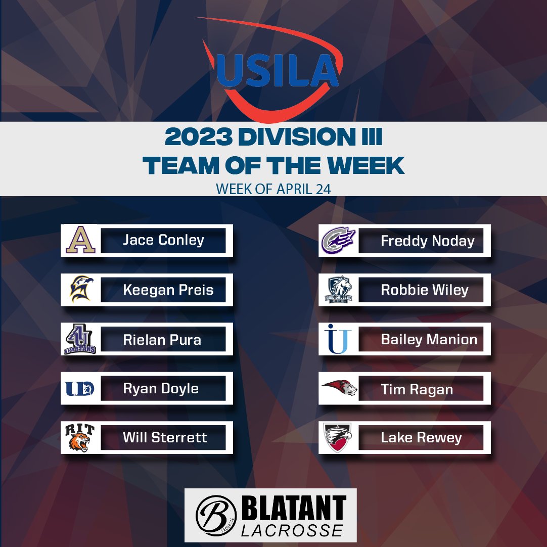 USILA on Twitter "Congratulations to this week's USILA/Blatant Lacrosse Teams of the Week (Week