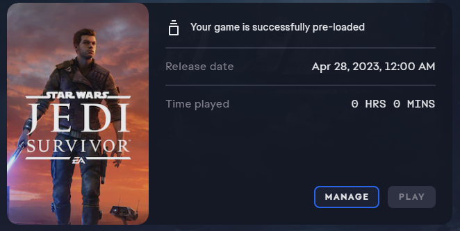 HeyitsTraye's tweet photo. I'M SO READY!!!

If you didn't know already, you can pre-load the game now. Save yourself some time.

#StarWarsJediSurvivor https://t.co/LFkKjLvp7h