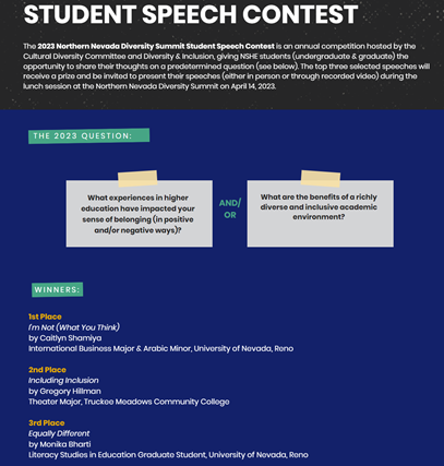 UNRCoEHD's tweet photo. Congratulations to graduate student Monika Bharti, who placed 3rd at the Northern Nevada Diversity Summit (NNDS) Speech Competition!
She also was recently awarded the GSA Outstanding International Student Scholarship!
#UNRCoEHD #NNDS #GSA #PackPride #PHDLiteraryStudies https://t.co/BiOEmoOJ59