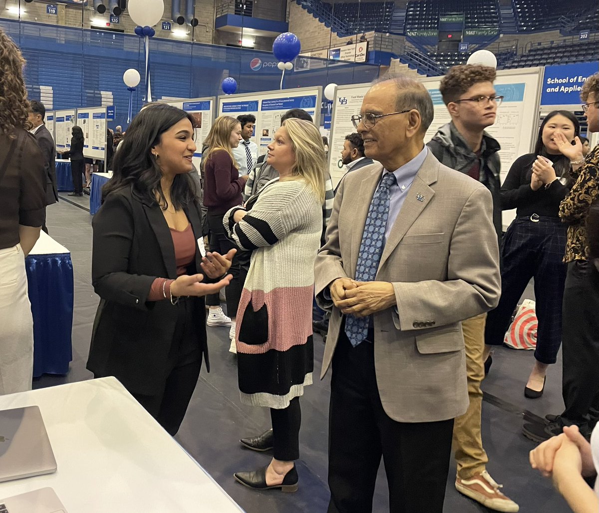 UB_President's tweet photo. The student showcase for #UBuffalo’s Celebration of Student Academic Excellence highlights some of the most innovative and creative work of our amazing students. It’s great to have this opportunity to learn more about their research and artistic expression. https://t.co/yhu7anU4G0