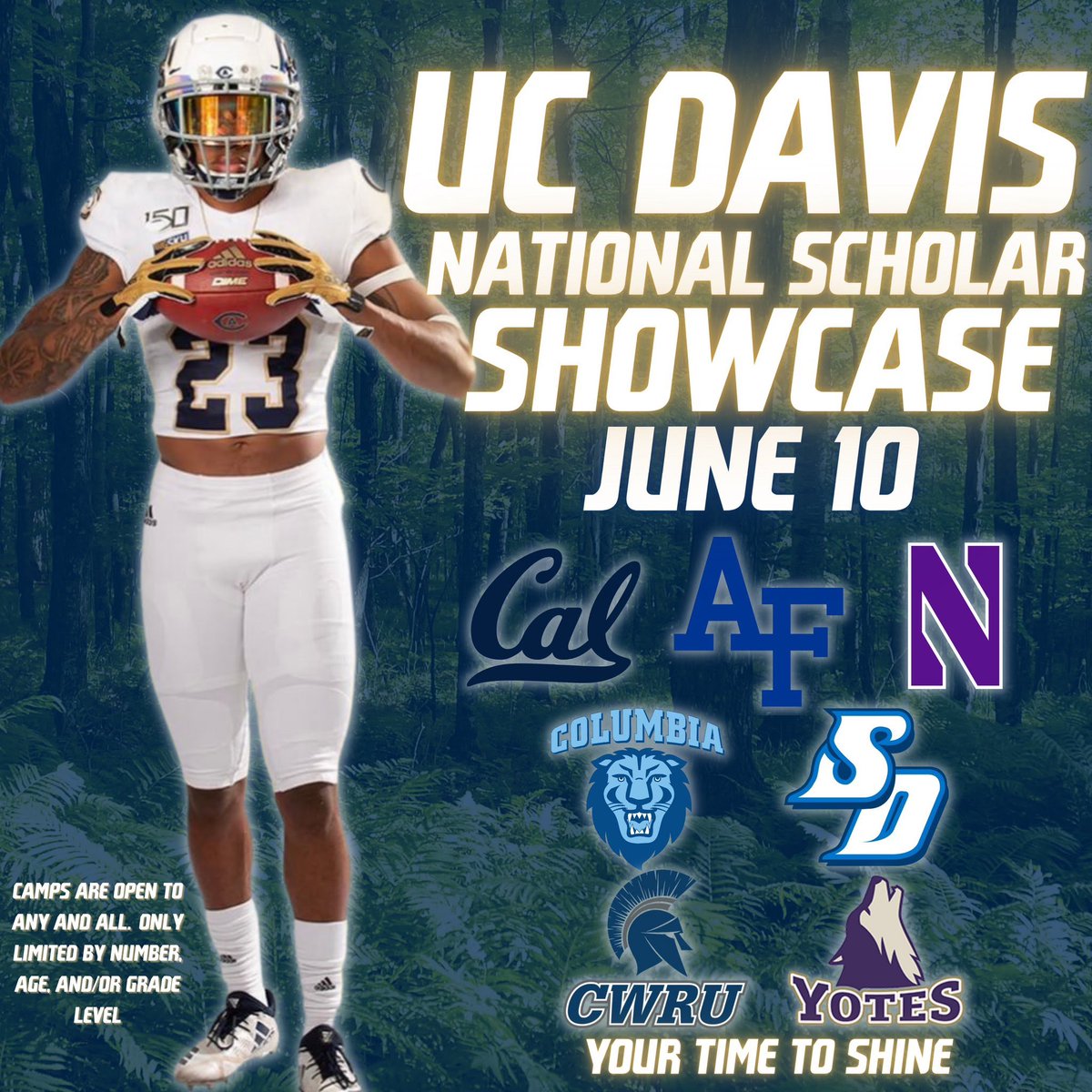 Thank you @CoachChapatte for personally inviting me to this years showcase! Looking forward to showcasing my hard work! @UCDfootball