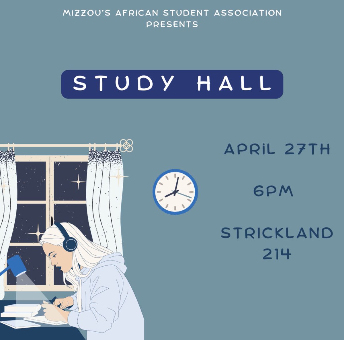 With finals around the corner it’s time to really get focused, so join us for our study hall tomorrow! #MizzouASA