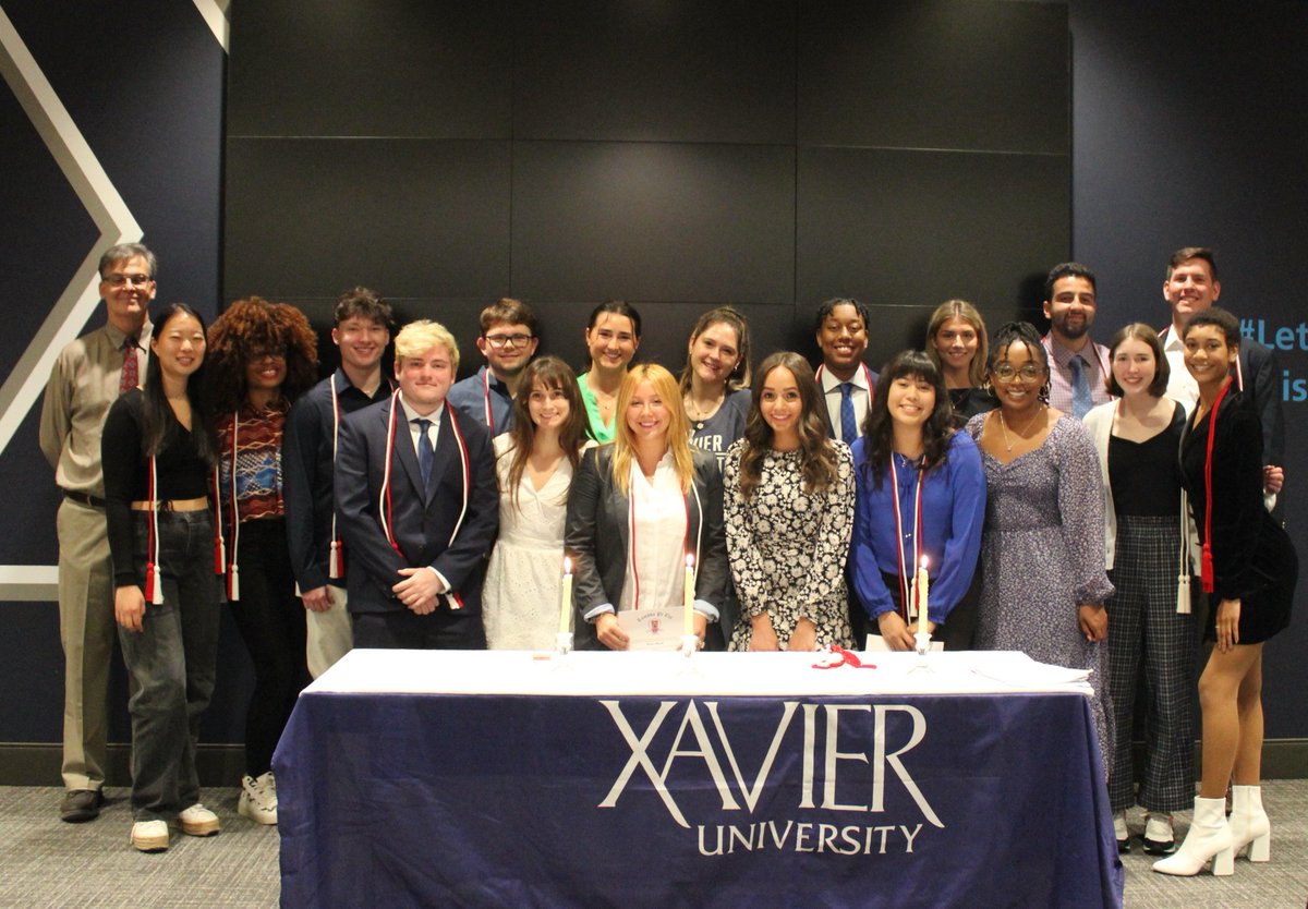 XUCommDept's tweet photo. Congratulations to the newly inducted members of Xavier's Alpha Gamma Zeta chapter of Lambda Pi Eta, the official honor society of the National Communication Association! https://t.co/KZGS2HsCCJ