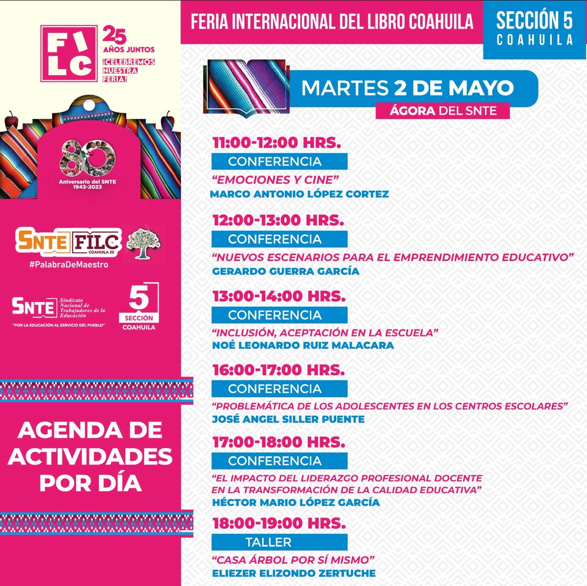 scsnte5's tweet photo. 📕 #FILC2023 Un espacio de difusión cultural para las maestras y maestros

🗣️ La #Sección5, hace una atenta invitación para asistir al Ágora: espacio para la promoción de la lectura, https://t.co/zaottax8mF