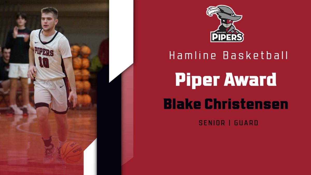 HamlineHoops's tweet photo. Senior Blake Christensen earns the highly respected 2022-23 Piper Award.  A career award for an established leader for Hamline Basketball! https://t.co/k2L3JUO2tv