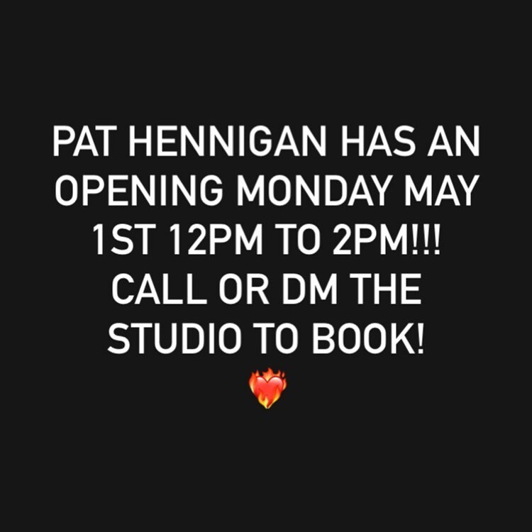 blackcatpa's tweet photo. Attention loves! Let us know if any of you fine folks would like to book May 1st 12pm to 2pm with Pat Hennigan!! https://t.co/RlYntnb8Bt