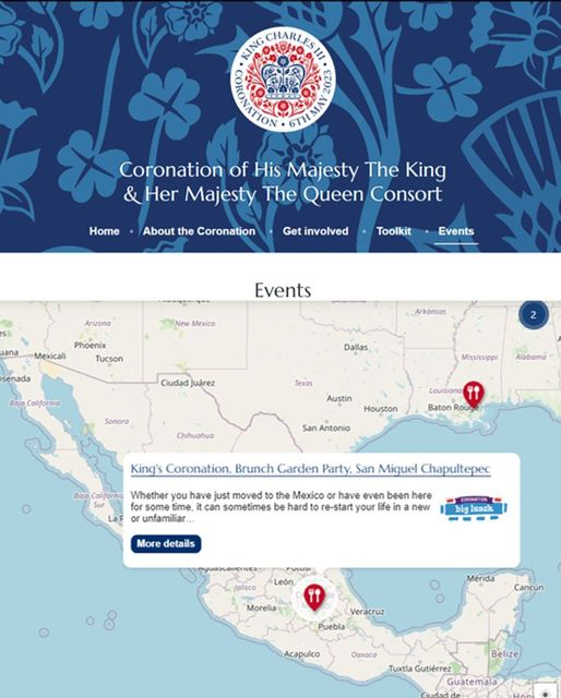 It is our pleasure to inform that the event organized by The <a href="/BritSocMexico/">BritishSocietyMexico</a>  and <a href="/standrewsmx/">St Andrew's Society of Mexico</a>  -to celebrate the #Coronation of His Majesty King Charles III &amp; Her Majesty Queen Camila-, has been registered by the <a href="/DCMS/">Department for Culture, Media and Sport</a> 
Map  coronation.gov.uk/events/
Mexico is on the map!