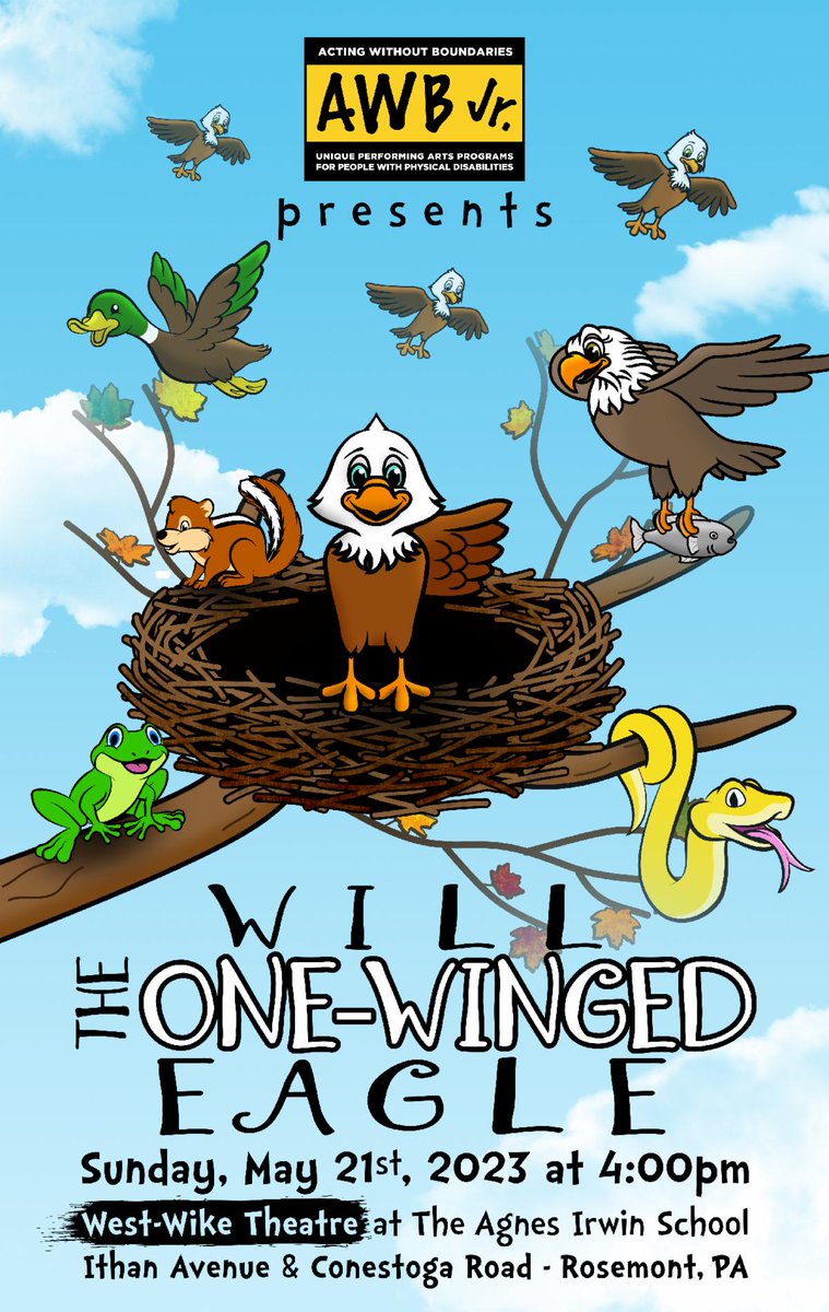🦅 Come join AWB as our Junior performers whisk us away into the world of Will on Sunday, May 21st at 4pm at West-Wike Theatre at The Agnes Irwin School! 🦅

Ticket Link Below:
one.bidpal.net/awbjuniors2023…