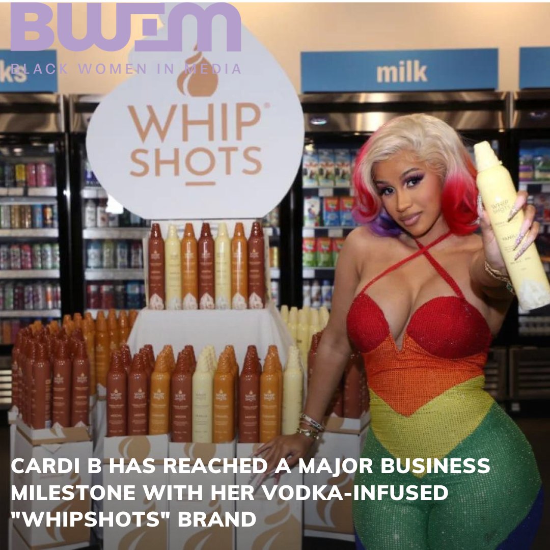 Cardi B announced that her Whipshots brand has sold more than 2 million cans and expanded into new markets. The vodka-infused whipped cream launched in December 2021.
#bwim #blackwomeninmedia #bwim100 #cardib #whipshots #blackwomenbuildingbrands #blackbossbabe #blackgirlboss