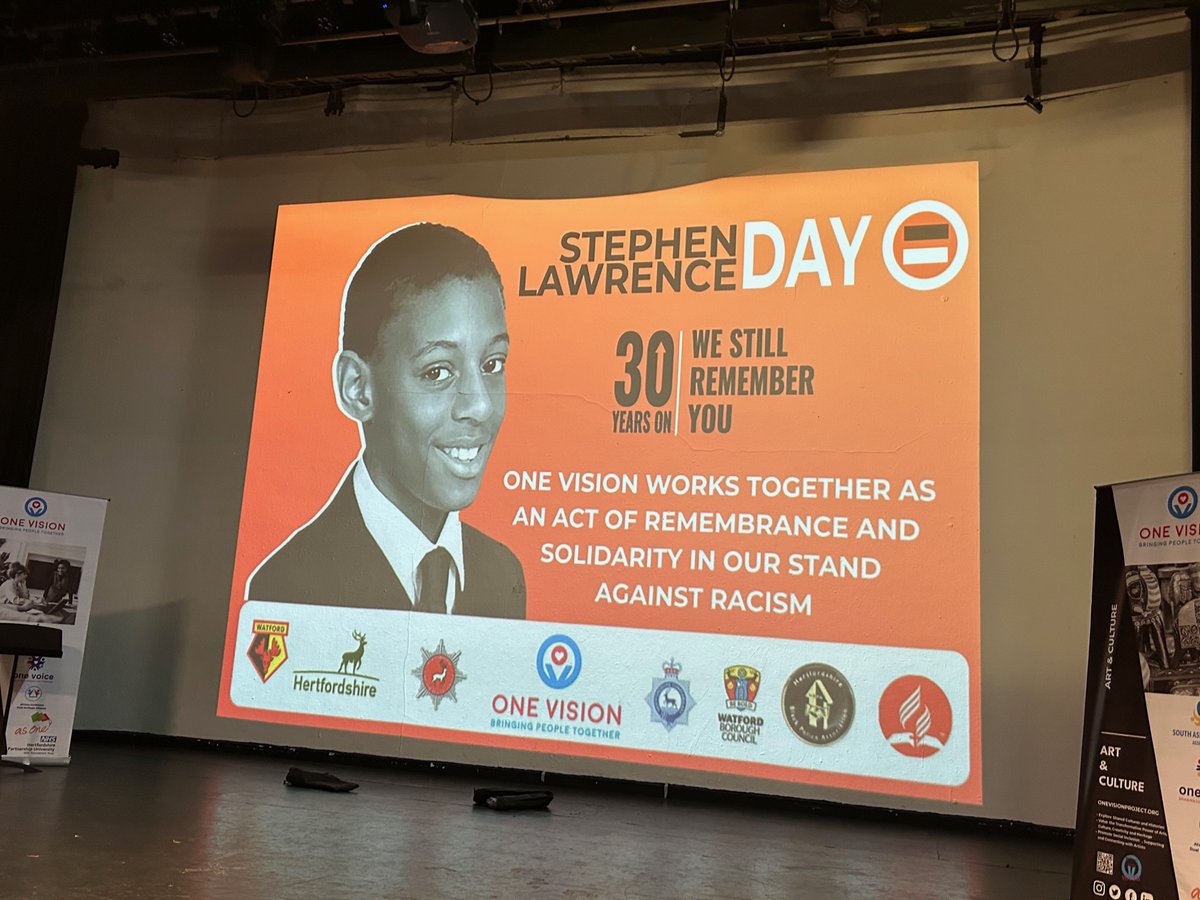 Thanks to <a href="/ov_watford/">One Vision</a> for inviting me to attend the National Stephen Lawrence Day <a href="/sldayfdn/">Stephen Lawrence Day Foundation</a>, together with <a href="/hertslieutenant/">The Lord-Lieutenant of Hertfordshire</a>. Hosted by @WBGSExcellence with very moving  &amp; personal speeches. Great music by pupils from <a href="/stanborough_sch/">Stanborough Secondary School</a>. #Hertfordshire #HighSheriff #community