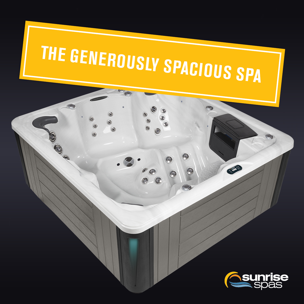 The 970 SX #hottub is your spacious spa made to entertain 6 people &amp; includes a lounge seat. The 52 jets are powered by 2 pumps to provide the ultimate 
#hydrotherapy experience. Designed with premium features &amp; controls, the 970 SX will allow you to truly enjoy a custom #massage