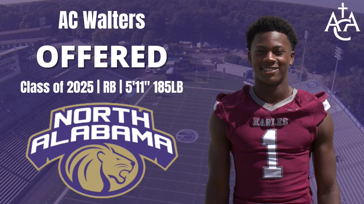 acaeaglesfball's tweet photo. Congrats to AC Walters (Class of 2025) on his offer to play football at North Alabama! @ac_walters1 @SAMIEPARKER @UNAFootball #acafootball https://t.co/8HZn42ygrH