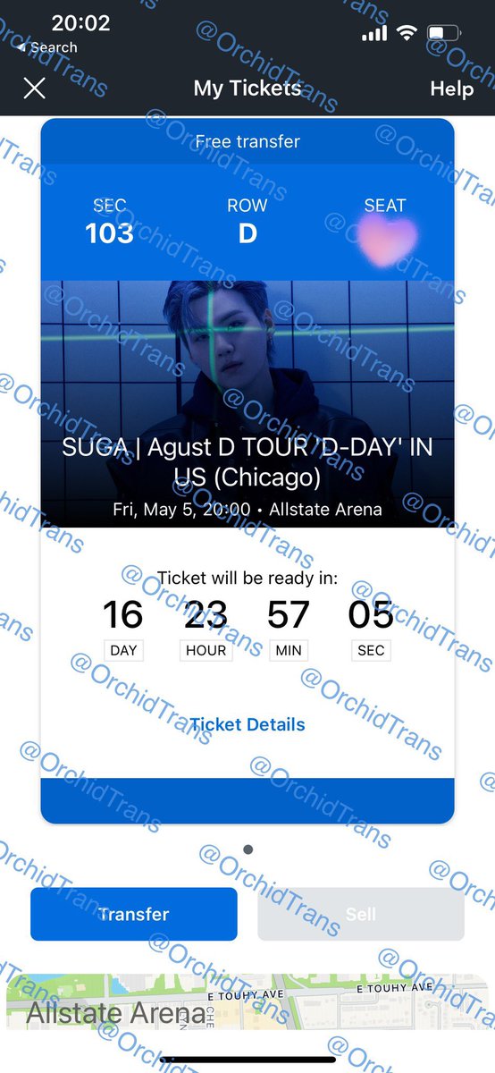 OrchidTrans's tweet photo. WTS For May 5 - Chicago Rosemont - Allstate Arena SEC 103 ROW D

Ask for $700 (less than what I paid)

Accept PayPal G&amp;S
Willing to provide video proof, FaceTime or meet up

#AgustD #SUGA_AgustD_TOUR #AgustD_SUGA_Tour_Tickets #btswts https://t.co/jCdtM1khuW