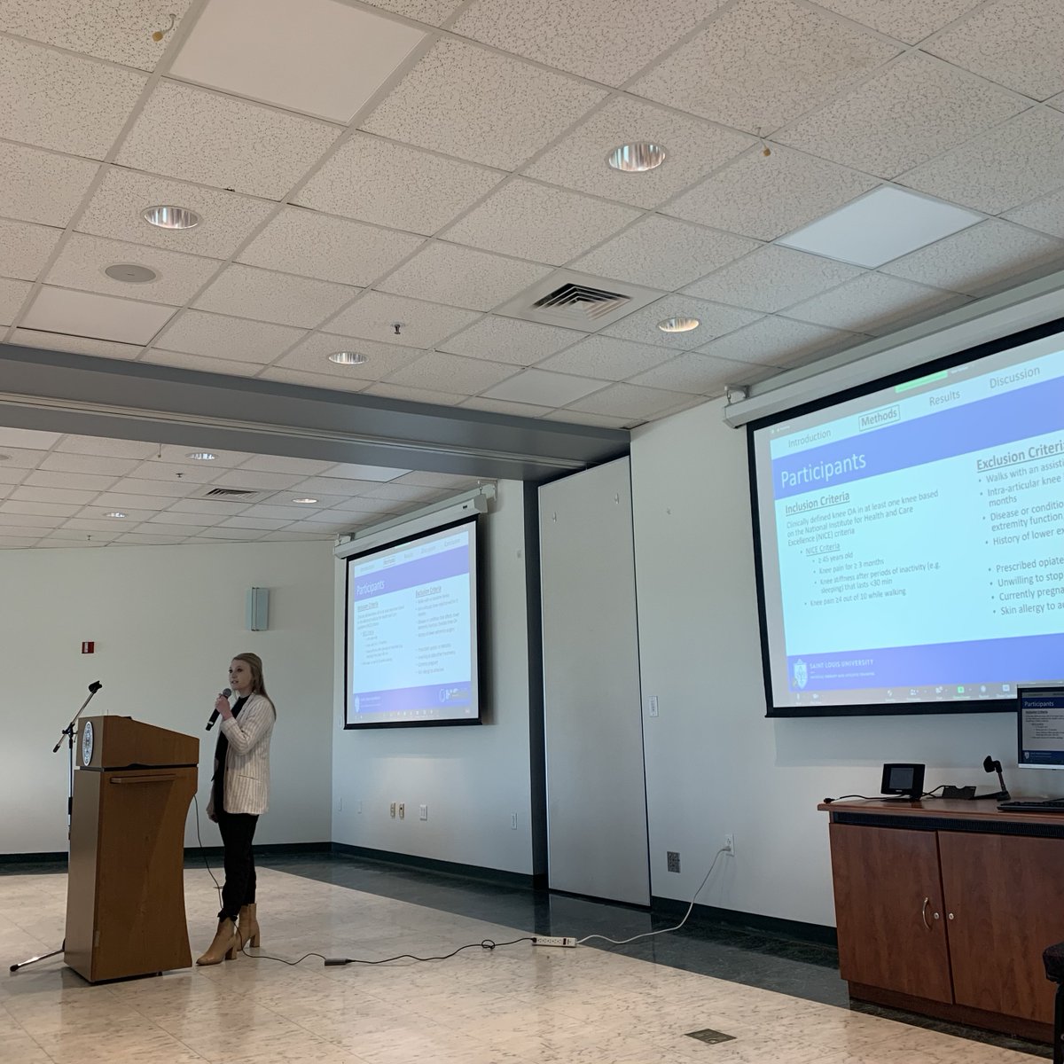 Samantha Price presents "Changes in Lower Extremity Work During Prolonged Walking" at the DCHS Scholarship Week Podium Presentations, co-authored by Joshua J. Stefanik, Cara L. Lewis, Irene S. Davis, David T. Felson, and Patrick Corrigan. 

#DCHSresearch