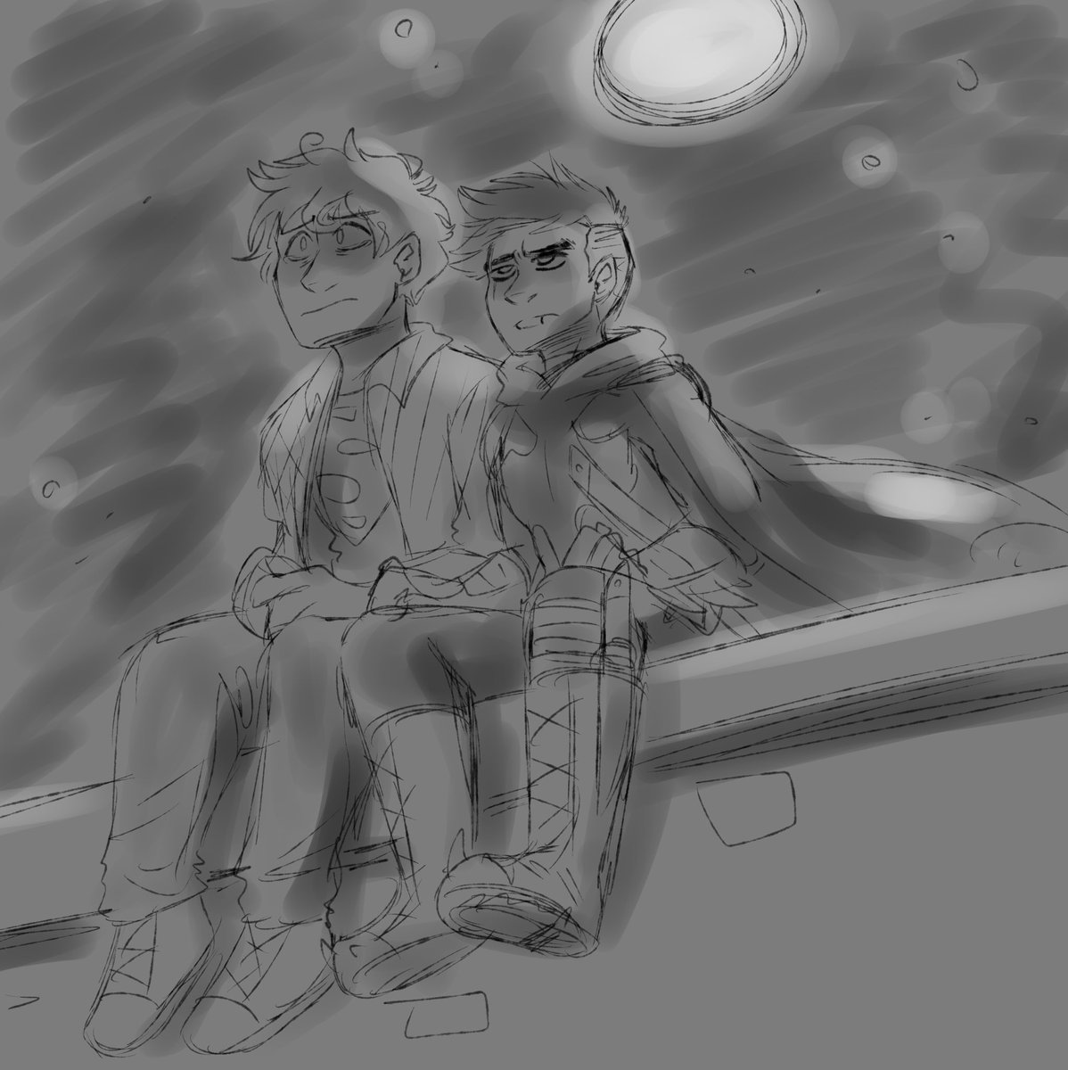 elsewyrlds's tweet photo. @DamianOfGotham old doodle from a dc rp server where they were being real depressed about jon's age up and damian feeling left behind https://t.co/RB0quS5XvD
