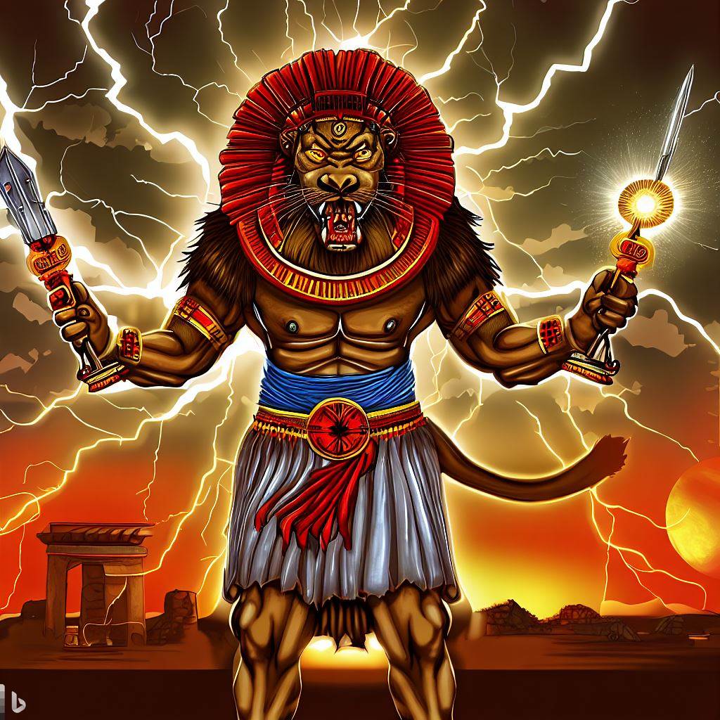 BrujoFaolan's tweet photo. 🔥🦁 All hail Maahes, the mighty lion-headed god of war and protection! Guardian of the innocent and avenger of the wronged, his ferocious power commands storms and thunder. May his courage and strength forever safeguard us. #AncientEgypt #Maahes #WarriorGod 🌩️⚔️ https://t.co/TU1KWUurzT