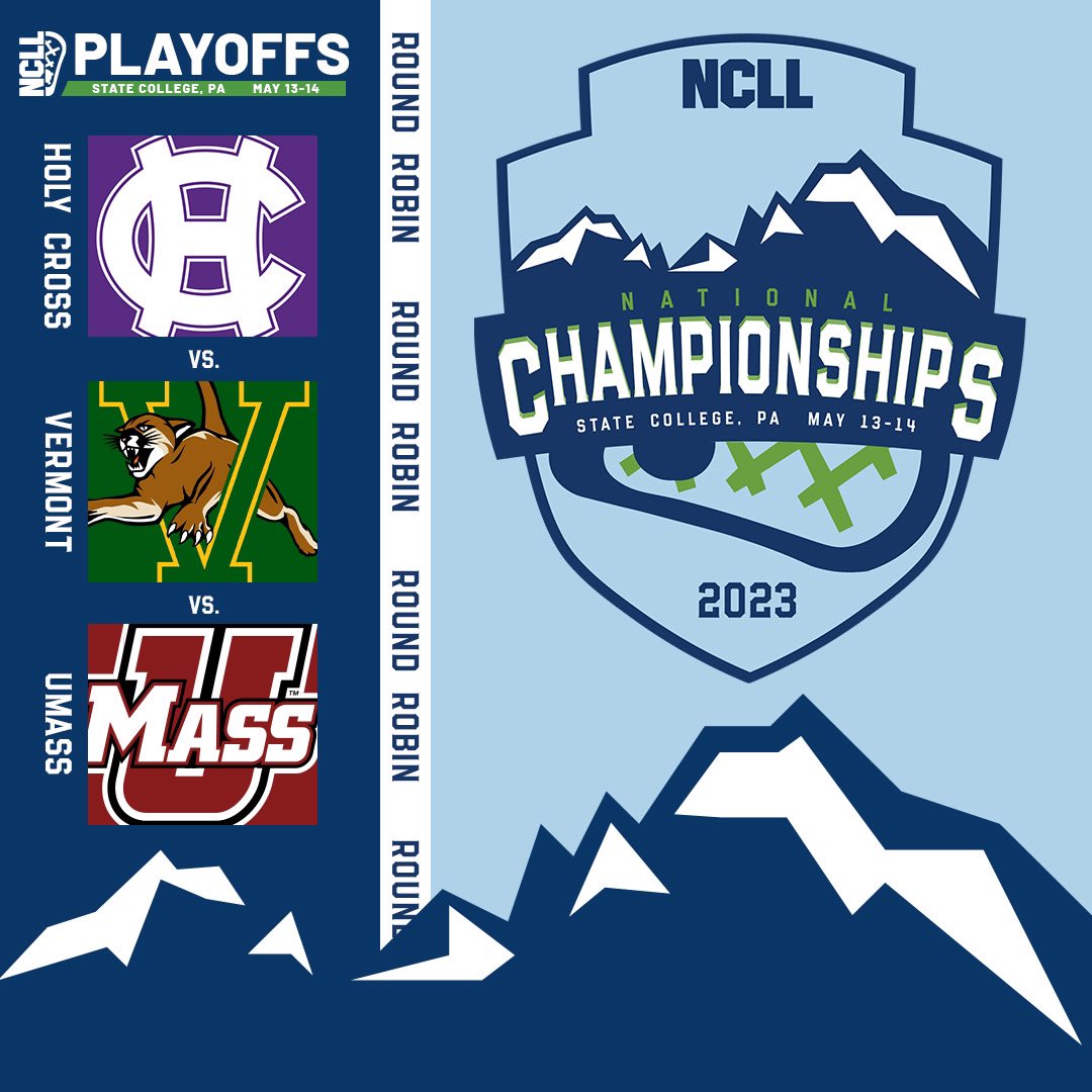 NCLLax's tweet photo. New England Conference Round 1 sees newcomer @hcmensclublax &amp; @dirtycatslax travel to @umassclublacrosse in Division I action as the day will send the winner to the Elite 8 at State College May 13 &amp; 14. #FrederickCup #NCLLAX #NCLL https://t.co/HWUffFqCmF