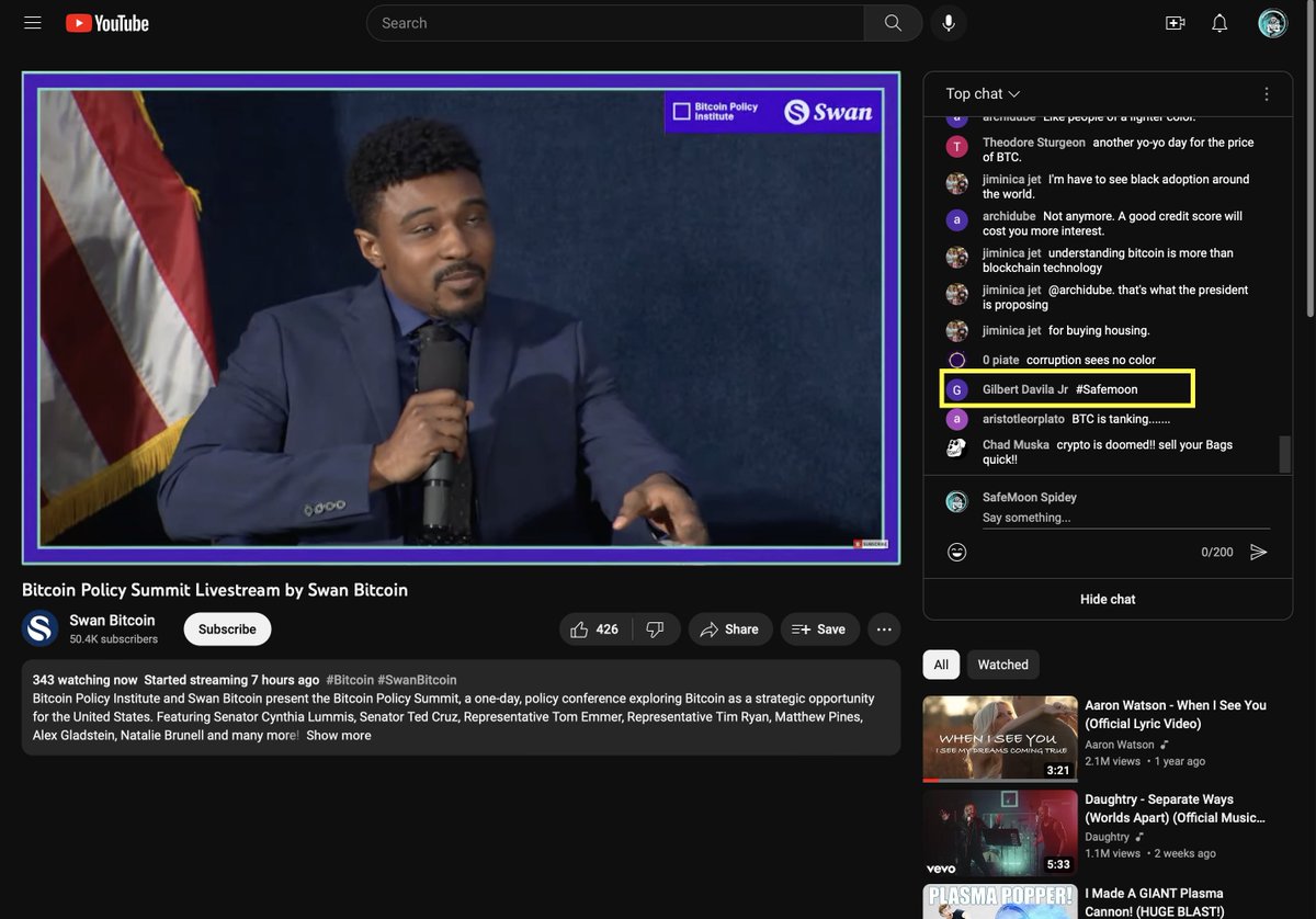 Defi_Spidey's tweet photo. Look at #SafeMoon showing up in the #BitcoinPolicySummit live stream! LFG!!! Want to watch live? Here's the link
https://t.co/HKZrcuWrcjโฆ
#SafeMoonStrong #SafeMoonOnTheHill #SafeMoonEcosystem #SafeMoonGalaxy https://t.co/BRzRsrN1yC