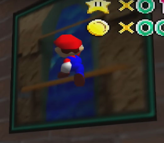 PVRPL3__B0MB5's tweet photo. He leaps into the painting, it seems to be a mountain.

The plumber lands into a grassy plain. https://t.co/Wo5HHofQG6