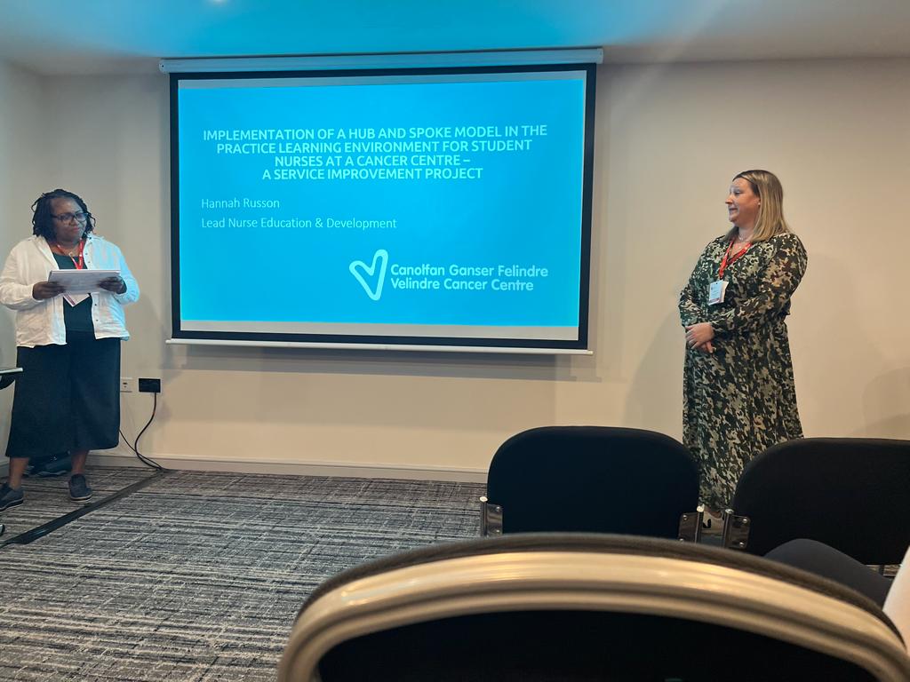 My colleague &amp; I had a lot to discuss on the drive home from an inspirational #RCNED23 conference. Thrilled to have presented the work we've done @VelindreCC to improve student nurse experience &amp; increase their knowledge of the cancer patient journey <a href="/DonnaMead16/">Donna Mead OBE CStJ FRCN FLSW PhD DSc MSc RGN</a> <a href="/NWilliamsABMU/">Nicola Williams</a>