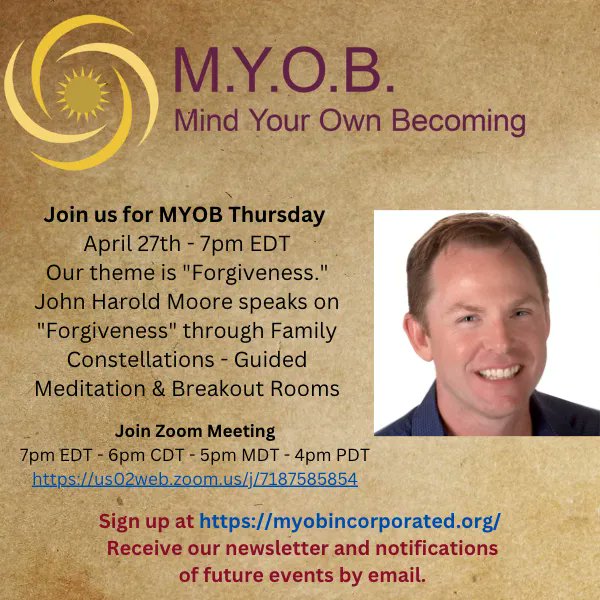 SpiritOtr's tweet photo. Join us Thursday, April 27th at 7pm EDT on Zoom https://t.co/L4K2iuFnkx with John Harold Moore. It should be a great session. https://t.co/r4Evw7zSgE