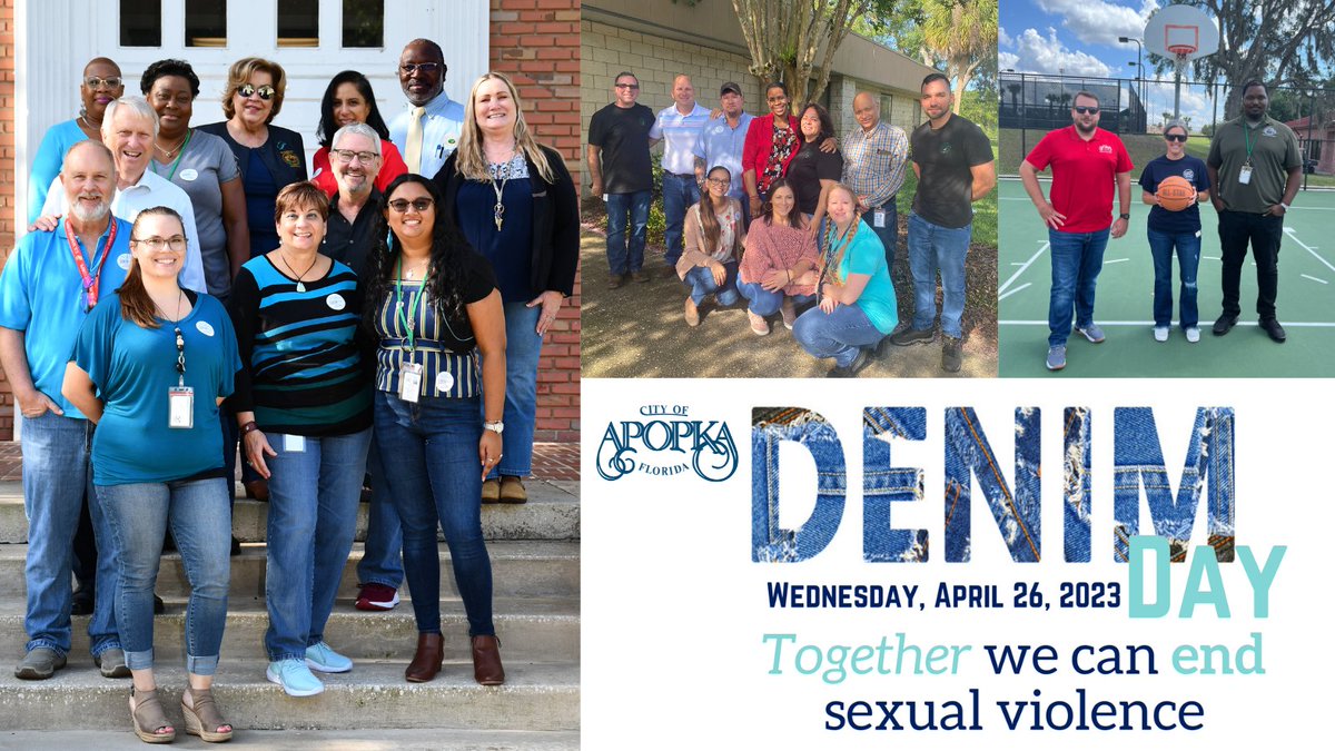 City of Apopka (@cityofapopkafl) on Twitter photo Wednesday, April 26, 2023, is #DenimDay2023. #TeamApopka is standing with survivors of sexual violence by supporting the <a href="/vscflorida/">VictimServiceCenter</a> and their efforts to prevent the traumatizing effects of sexual violence and help heal those that have been impacted. Wednesday, April 26, 2023, is #DenimDay2023. #TeamApopka is standing with survivors of sexual violence by supporting the <a href="/vscflorida/">VictimServiceCenter</a> and their efforts to prevent the traumatizing effects of sexual violence and help heal those that have been impacted.