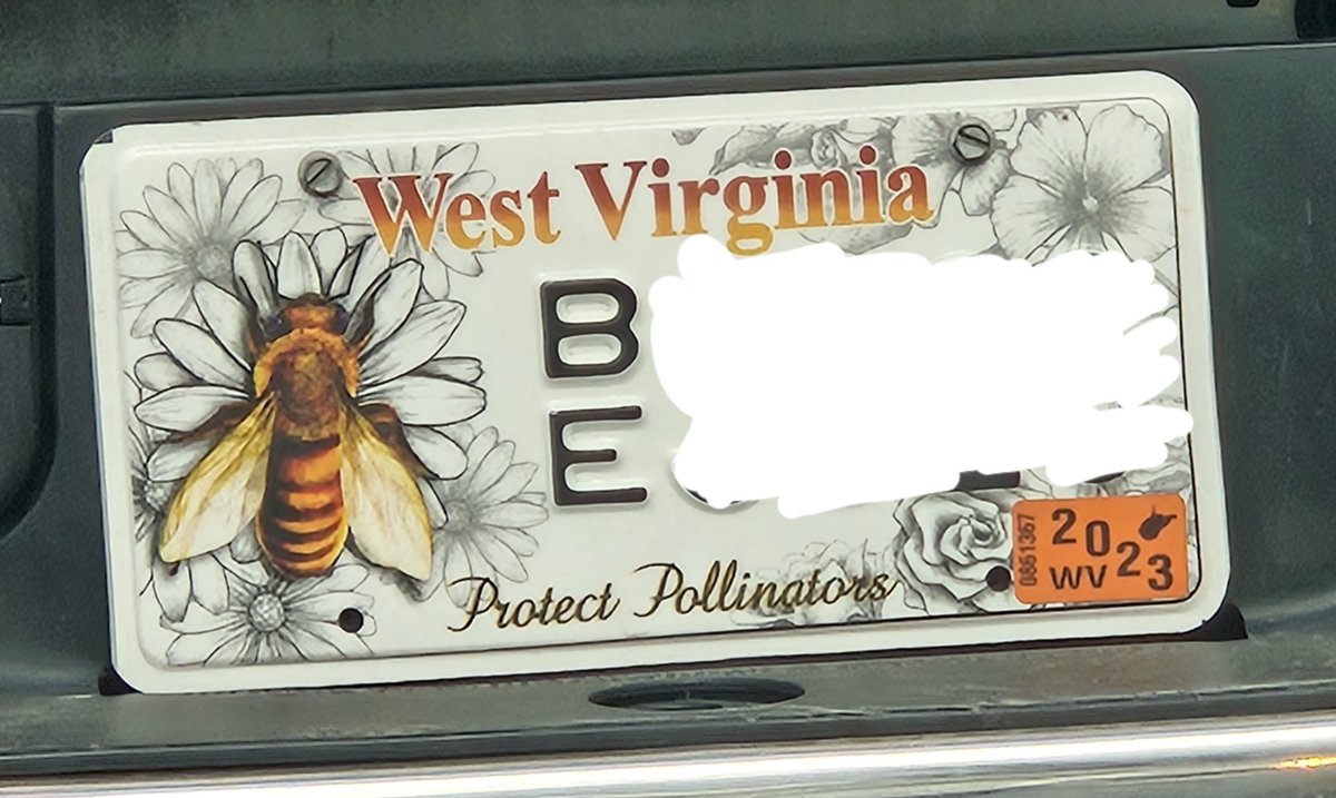 Tiny delight of the day: look at these new WV vanity plates.  #protectpollinators