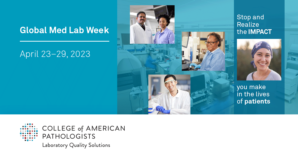 Pathologists's tweet image. The CAP honors and appreciates Med Lab professionals at the heart of healthcare worldwide April 23-29. Happy #globalmedlabweek! 
Send an ecard today: capatholo.gy/3N2iBKY