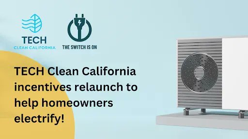 Efficiency1stCA's tweet photo. TECH Clean California has relaunched their #heatpump incentives. CA homeowners can save $1K per unit to replace a gas furnace with an electric heat pump. Heat pumps are 3-4X more efficient than gas alternatives + can help save money on bills. https://t.co/KWUWja3ZPz https://t.co/TH5szztgg2