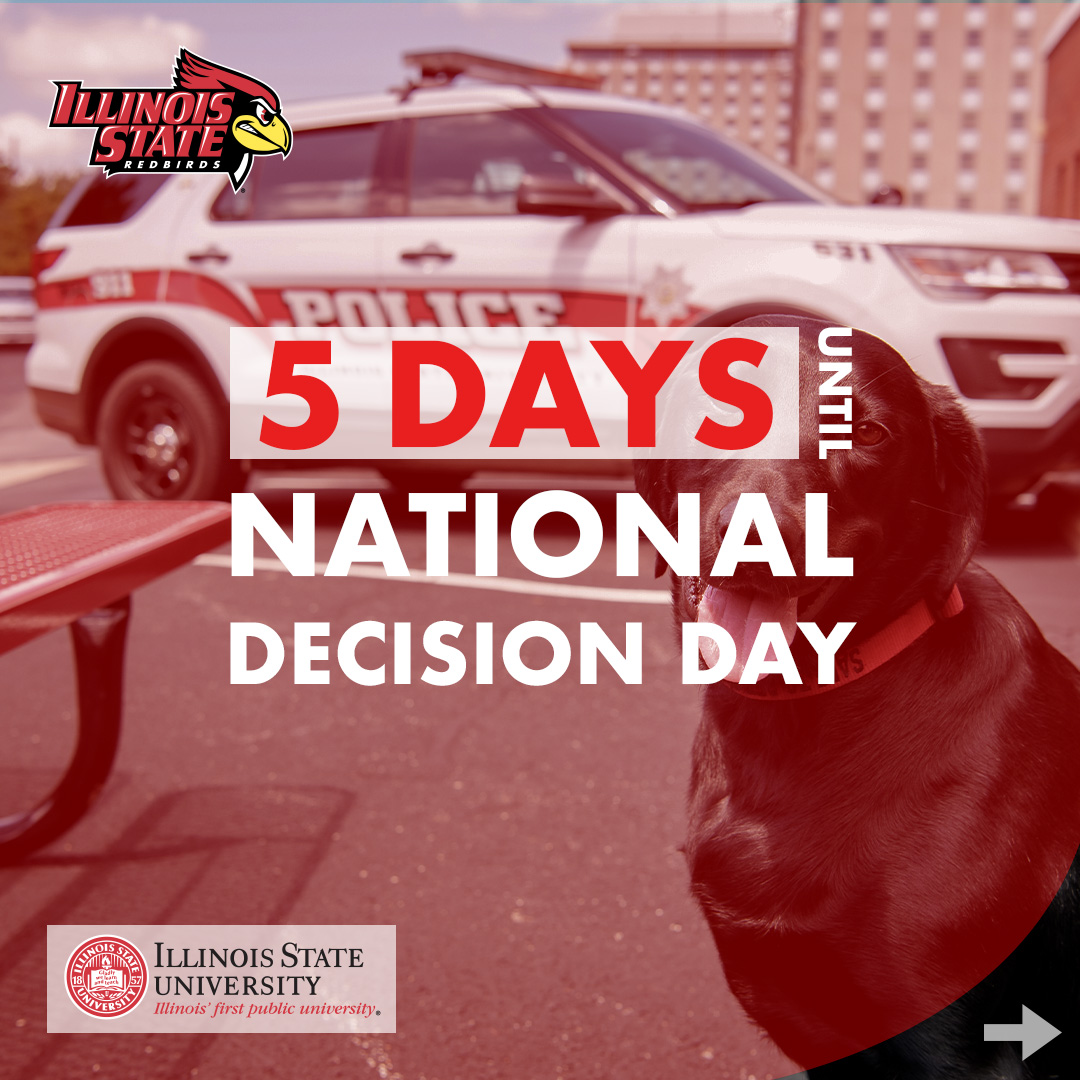 ISUAdmissions's tweet photo. With #NationalDecisionDay right around the corner, we wanted to introduce #FutureRedbirds to our outreach pup, the adorable Pawfficer Sage! https://t.co/KnKfgHKwHX