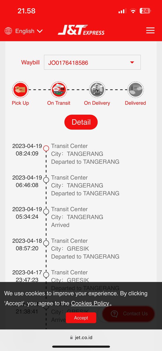yastohh's tweet photo. @jntexpressid kak boleh minta tlg dicek ini knp ya dari tgl 19-26 gaada update sama sekali sampe skrg?

JO0176418586 https://t.co/AsWvjrWCTD