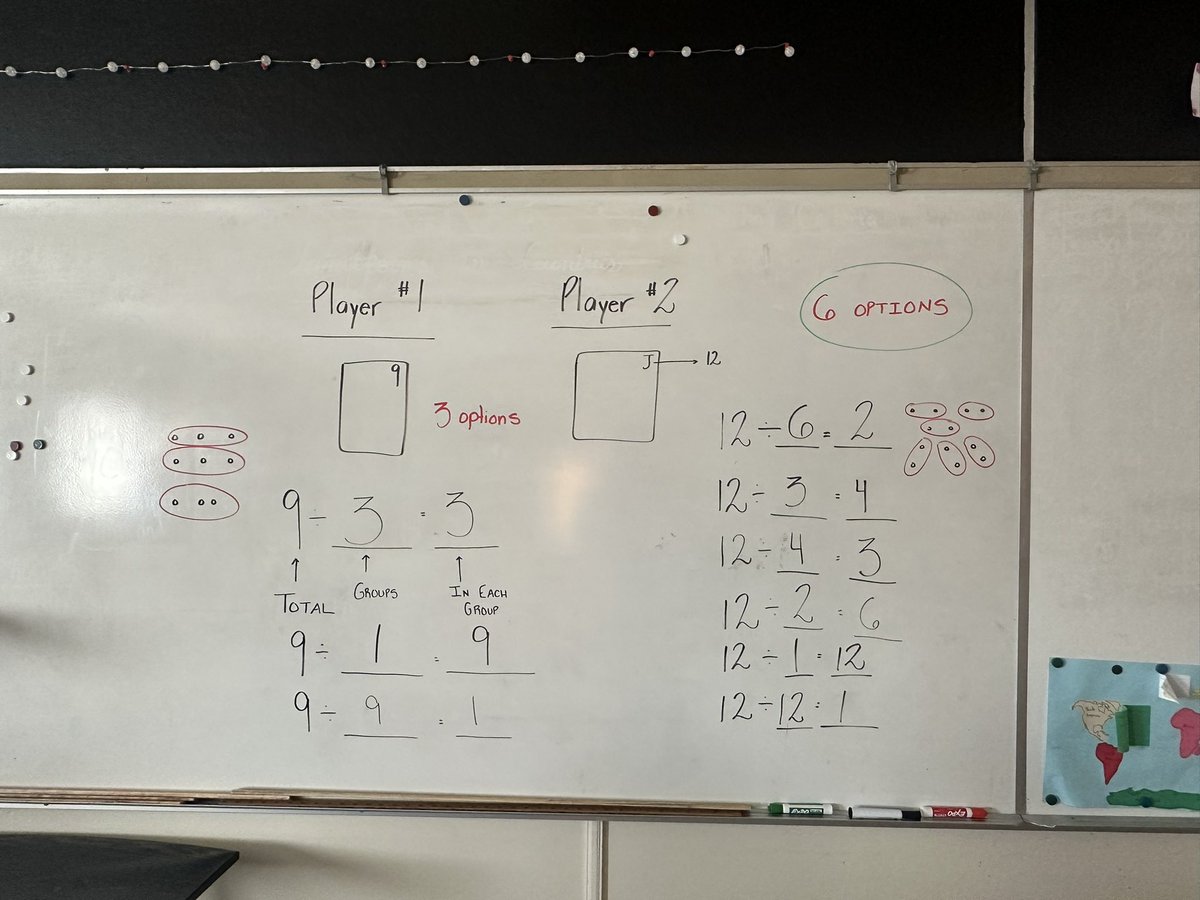 BPSHawks3's tweet photo. Playing Options, Options, Options to practice the newly introduced concept of division. Players flip a card and record all the possible equations if their flipped number was the dividend. Whichever player’s dividend has the most equation options gets a point #BPSHawks3 #BPSHawks https://t.co/0mhFsljxii