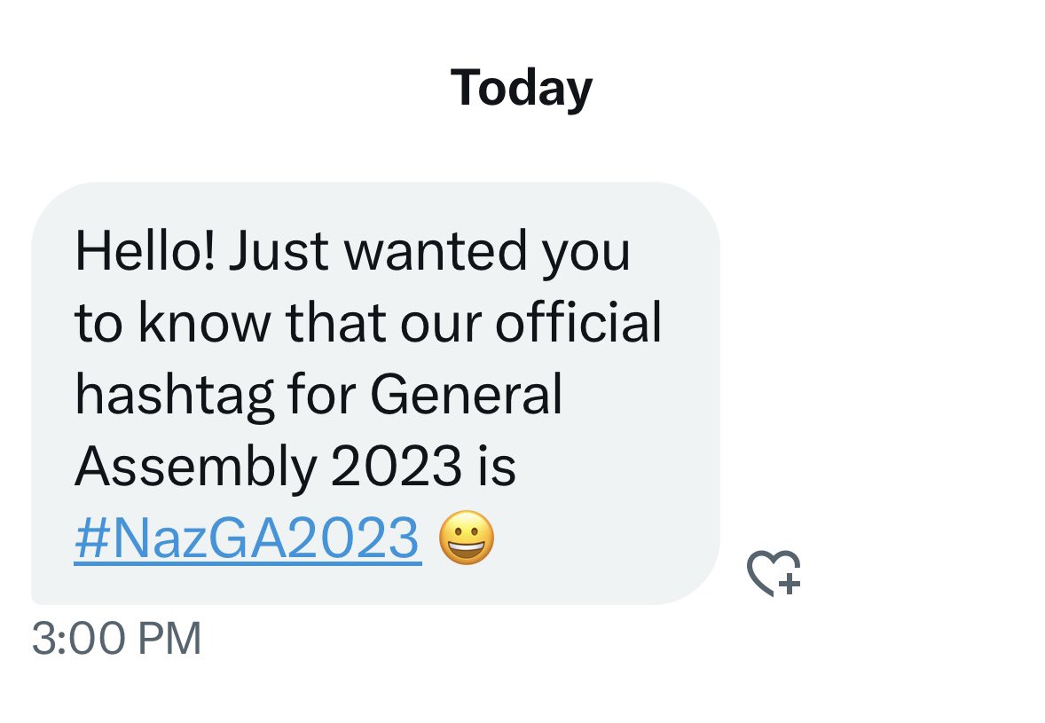 Hear Ye, Year Ye… the @Nazarene Comms Team sent a message via the Twitter 🐦 that the official hashtag for General Assembly 2023 is #NazGA2023 and not #GA2023
