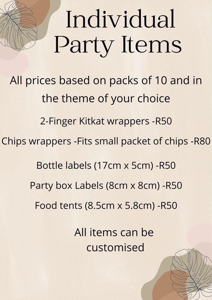 What's a Birthday without a party pack?
Order through Email or WhatsApp!