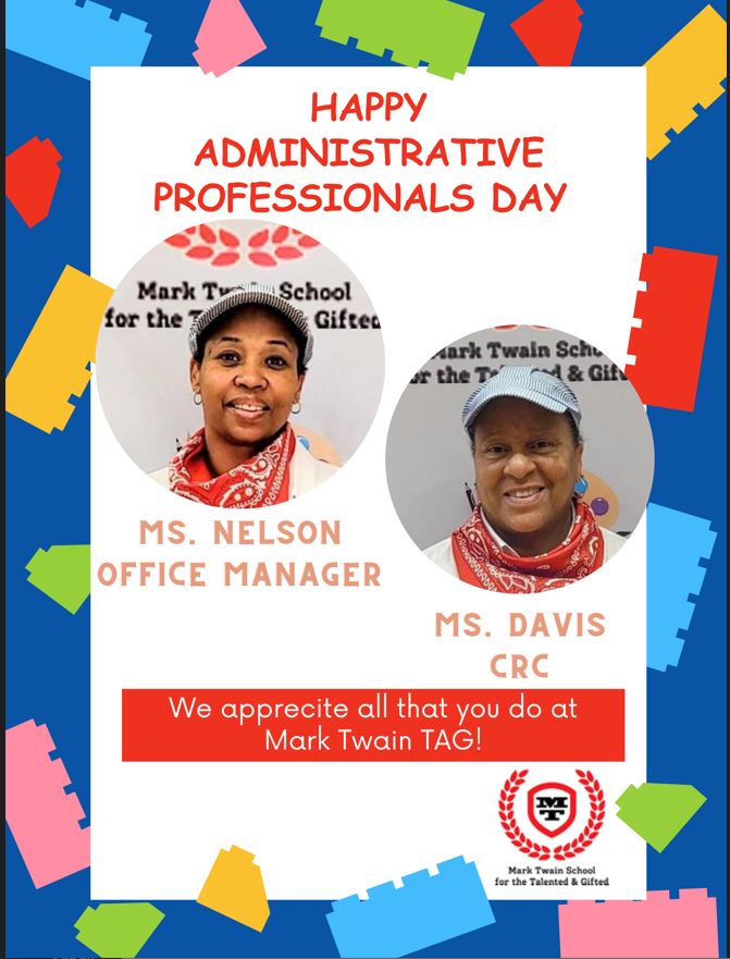 MarkTwain_TAG's tweet photo. We love and appreciate Ms. Davis & Ms. Nelson! #TwainTrain Thank you for all that you do on campus and in our community. https://t.co/zKmSW4yvHx