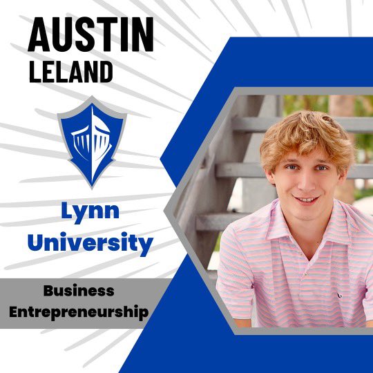 KHS_classof2023's tweet photo. Congratulations to Austin Leland! Austin will be attending Lynn University to study business entrepreneurship in the fall. Go Knights! https://t.co/lvjRHrZQf0