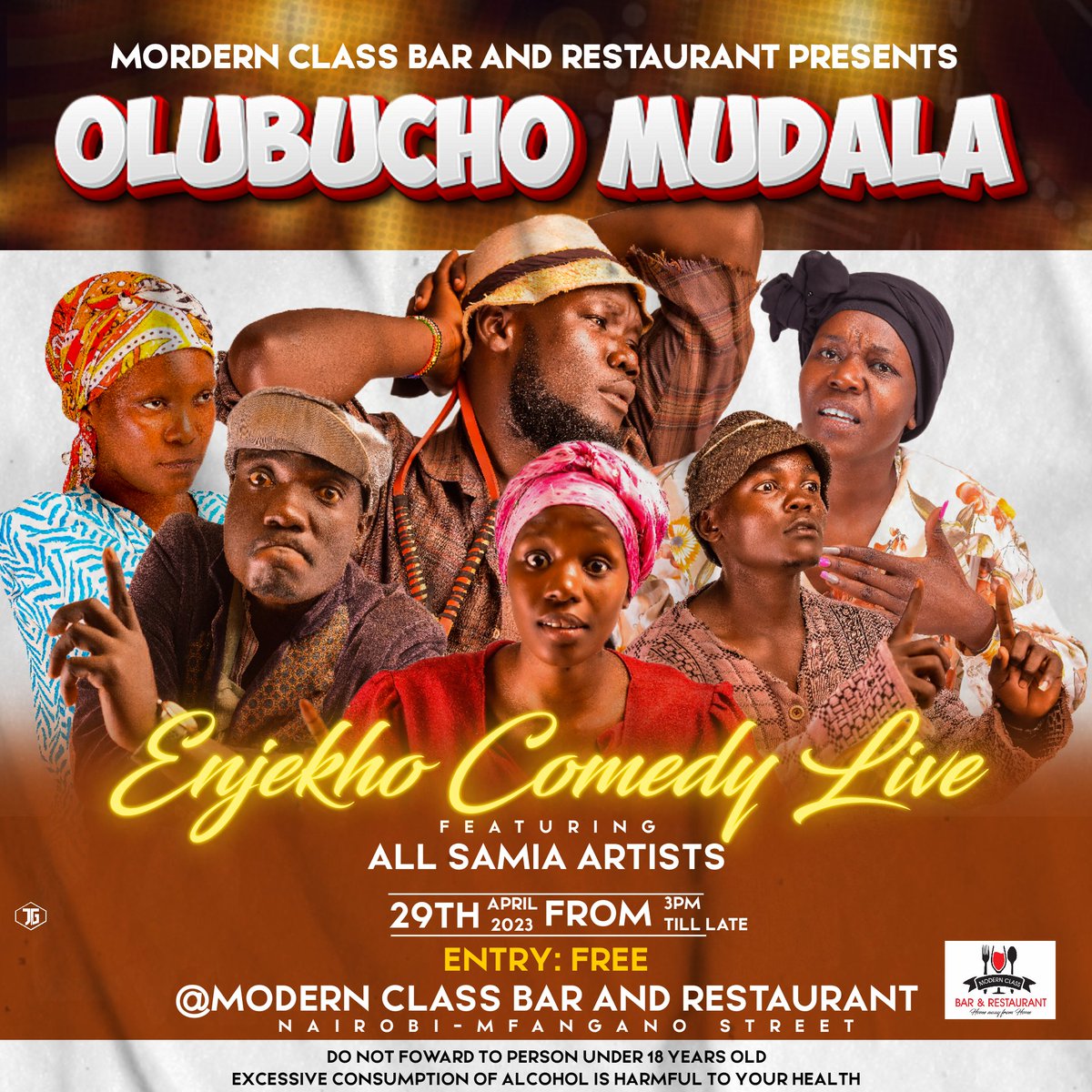 Nairobi we're coming to perform at Modern class bar and restaurant Mfangano street opposite Eastmatt supermarket Rahu house second floor.