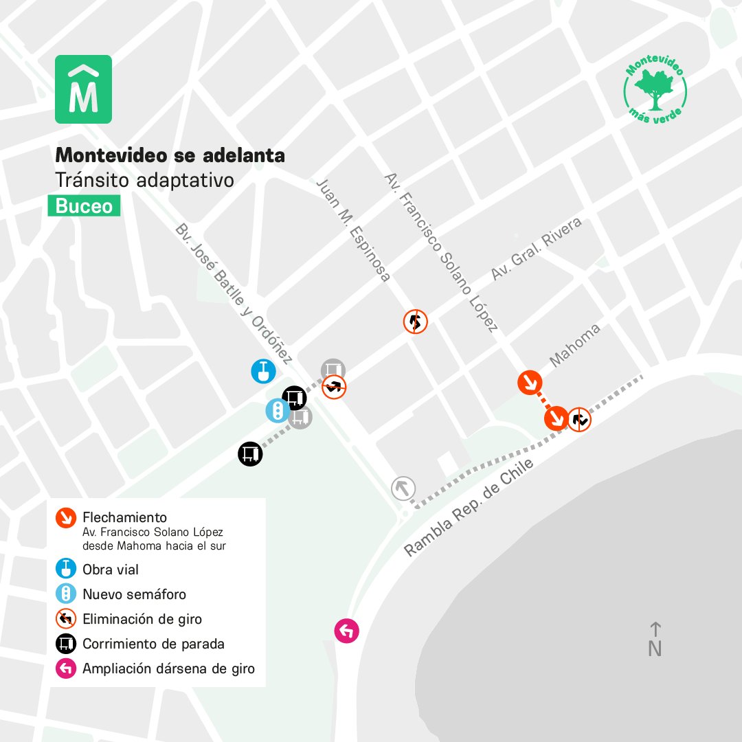 📣 Quedó flechada la calle Solano López desde Mahoma hacia la rambla. ⚠️ Se  eliminó el giro desde la rambla hacia Solano López. Más detalles de las  intervenciones de Tránsito adaptativo en