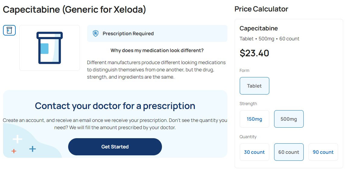 Fumiko Ladd Chino, MD (@fumikochino) on Twitter photo 2023-04-26 20:15:48 š@costplusdrugs has #Xeloda #Capecitabine for <$25/month for a 500mg BID dose WITHOUT health insurance. This will be a game changer for those with GI cancers #crcsm #pancsm and #tripleNegative #breastcancer #bcsm. šØ@OncoAlertšØ š@costplusdrugs has #Xeloda #Capecitabine for <$25/month for a 500mg BID dose WITHOUT health insurance. This will be a game changer for those with GI cancers #crcsm #pancsm and #tripleNegative #breastcancer #bcsm. šØ@OncoAlertšØ