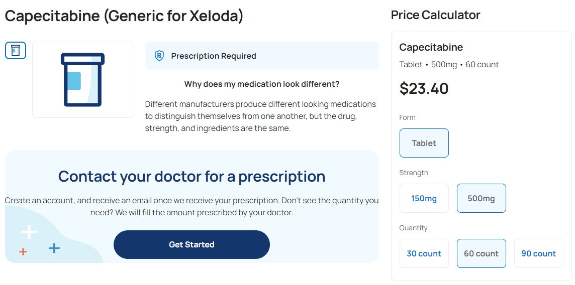 💊@costplusdrugs has #Xeloda #Capecitabine for <$25/month for a 500mg BID dose WITHOUT health insurance. This will be a game changer for those with GI cancers #crcsm #pancsm and #tripleNegative #breastcancer #bcsm. 🚨@OncoAlert🚨