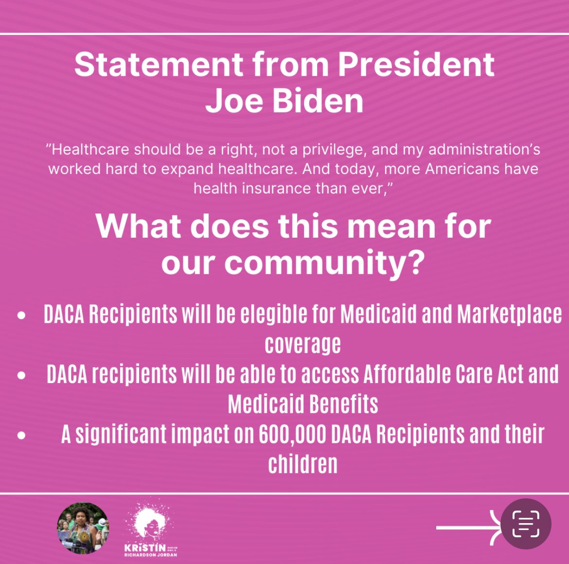 Last week our director of communications represented our office at the “Coverage for All” rally! This week Joe Biden expressed that all DACA recipients will be able to have access to Medicaid benefits and the AFFORDBALE Care Act! This is a step in our fight for healthcare for…
