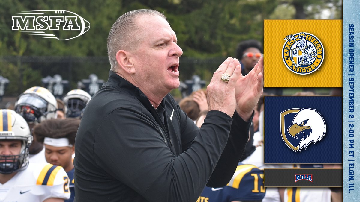 MUKnights's tweet photo. GAME 1️⃣: @MarianUFootball opens Coach Ted Karras' second tenure as the Knights head coach at Judson on September 2! https://t.co/dImOpmx0Te